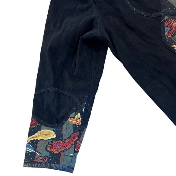 Vintage Koos Of Course! Black Feathers Reversible Vinyl & Polyester Jacket Large - Picture 6 of 16